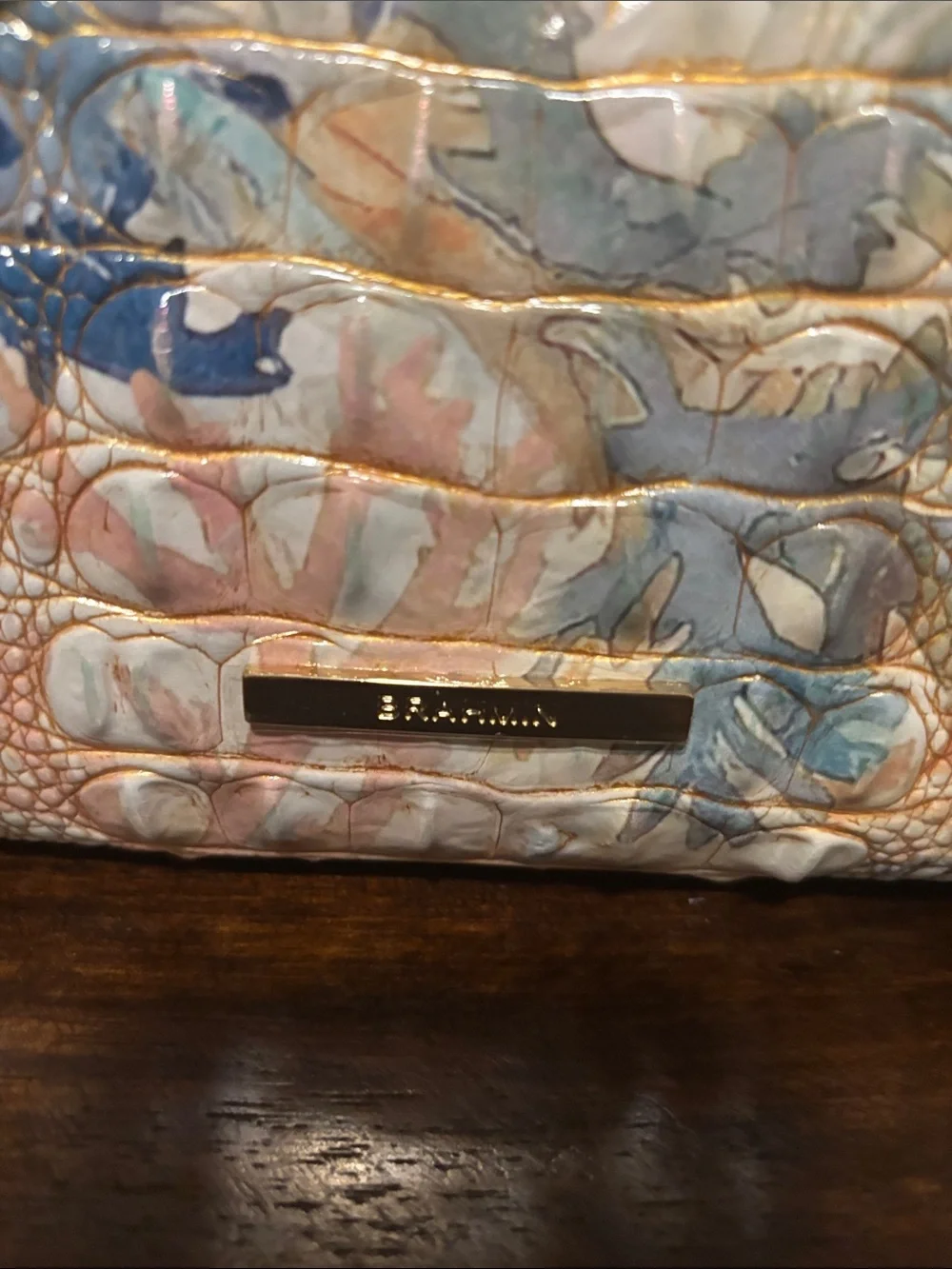 Brahmin Pastel Floral Croc-Embossed Shoulder Bag